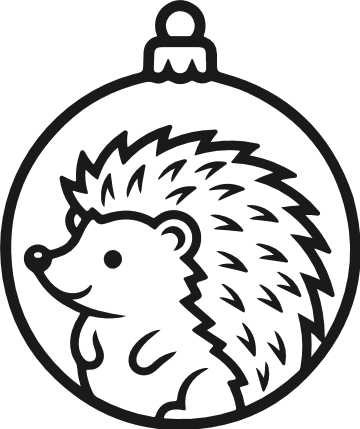 Hedgehog Ornament Free SVG File – Christmas ornament with hedgehog clipart