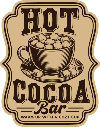 Hot Cocoa Bar, warm up with a cozy cup Free SVG File for Members – Christmas Cocoa Bar Sign