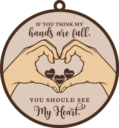Hands Heart family names ornament with love quote Free SVG File for Members – Personalized ornament