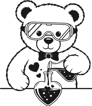 Chemist Teddy Bear making love potion Free SVG File for Members – valentines day clipart