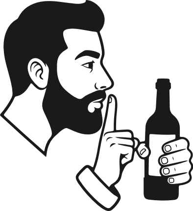 Bearded Man with finger on lips, holding a beer bottle Free SVG File – drinking man clipart