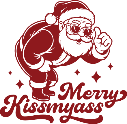 Santa with Text "Merry Kissmyass" Free SVG File for Members – Funny Christmas quote