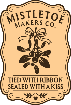 Mistletoe Makers Co. Free SVG File for Members – Christmas Label with Ribbon and Kiss Quote