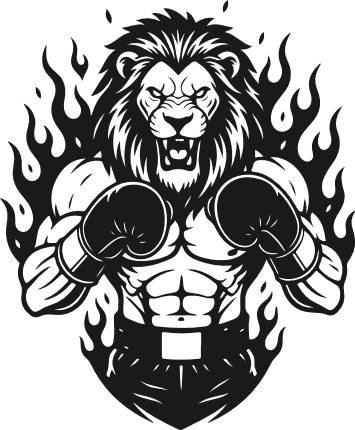Flaming Boxing Lion mascot Free SVG File for Members – Fierce lion with boxing gloves clipart
