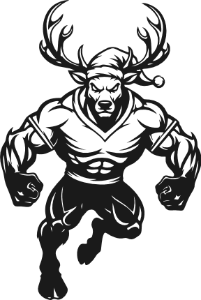 Muscular Reindeer Man Free SVG File – Strong Christmas Cartoon reindeer clipart