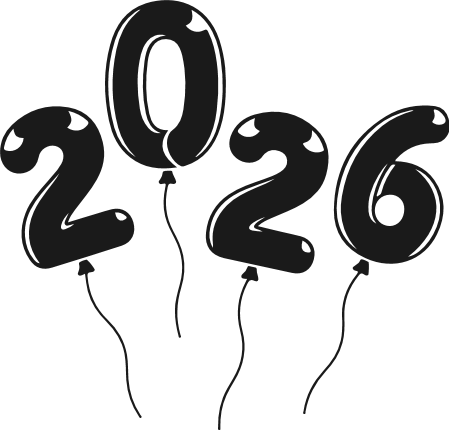 2026 balloons silhouette Free SVG File – New Year celebration design