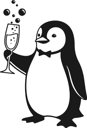 Penguin Holding a Wine Glass Free SVG File for Members – winter penguin clipart