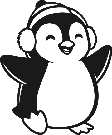 Happy penguin wearing earmuffs Free SVG File for Members – cute penguin clipart