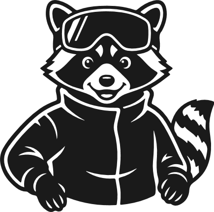 Cute Raccoon in Ski Goggles and Jacket silhouette Free SVG File – winter raccoon clipart