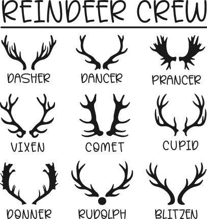Reindeer Crew, Dasher, Dancer, Prancer Free SVG File – Christmas matching tshirt design