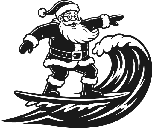 Surfing Santa Claus Free SVG File – Cool Beach Christmas Santa clipart