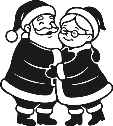 Cute Santa couple hug Free SVG File for Members – Santa and Mrs. Claus clipart