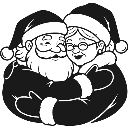 Santa and Mrs. Claus hugging Free SVG File for Members – Santa couple clipart