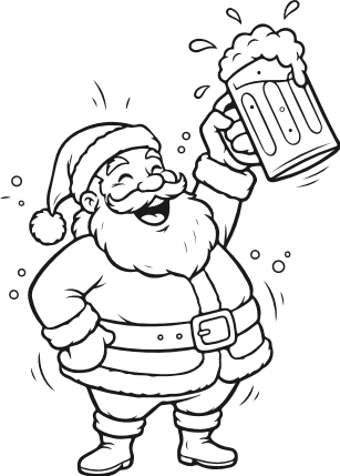 Jolly Santa Claus holding a beer mug Free SVG File – Drinking Santa clipart