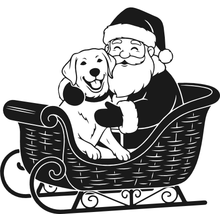 Santa Claus with Dog in Sleigh Free SVG File – Christmas Santa with puppy clipart