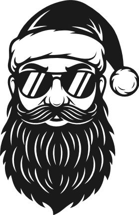 Cool Santa Face with Sunglasses and hat Free SVG File for Members – Christmas Santa clipart