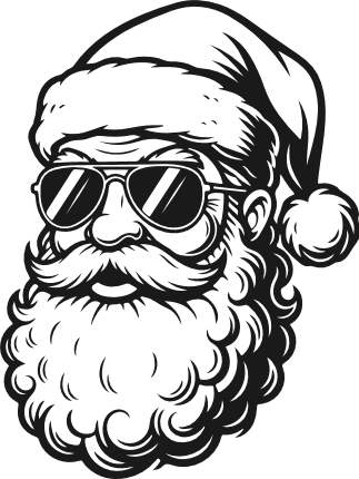 Santa Claus with sunglasses Free SVG File for Members – Cool Santa clipart