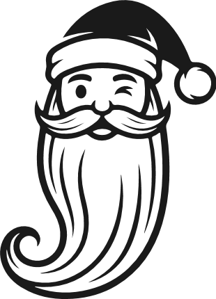 Cute Winking Santa Claus with long beard Free SVG File – Santa face clipart