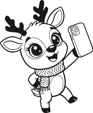 Cute Christmas Deer Taking a Selfie Free SVG File for Members – reindeer with phone clipart