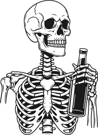 Skeleton holding a beer bottle Free SVG File for Members – skeleton drinking clipart