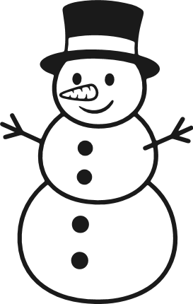 Snowman with a top hat Free SVG File - minimalist snowman clipart image