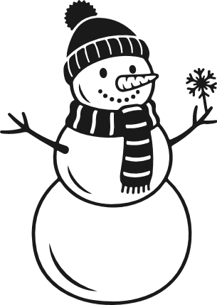 Snowman with beanie, scarf and holding a snowflake Free SVG File - winter snowman clipart