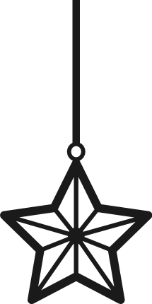 Hanging Star ornament silhouette Free SVG File – Christmas decorative star clipart