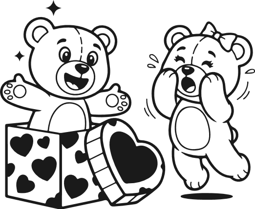 Cute Teddy Bear Surprise, Popping from Gift Box Free SVG File for Members – teddy bear love clipart