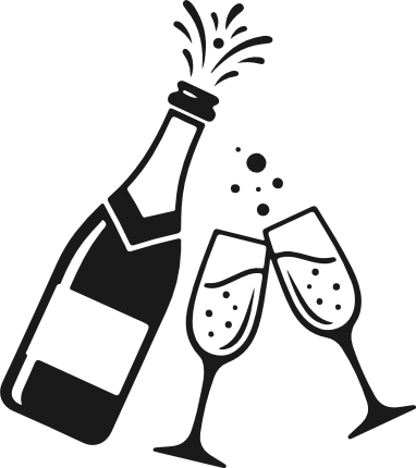 Champagne bottle popping and clinking glass Free SVG File – Champagne clipart