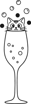 Cat in a Wine glass Free SVG File – Kitty and Wine glass clipart image