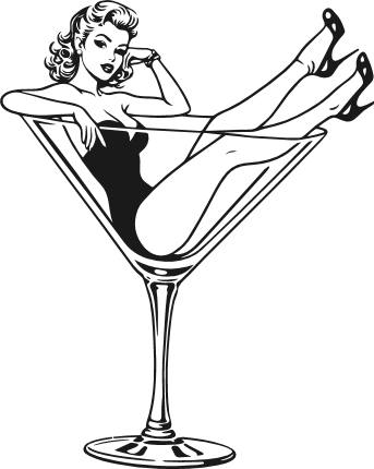 Retro Martini Glass Pin-Up Girl Free SVG File for Members – girl in cocktail glass clipart