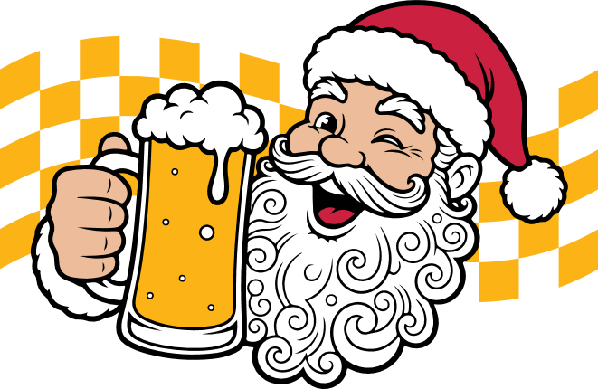 Winking Santa Claus holding a beer mug Free SVG File – Drinking Santa clipart