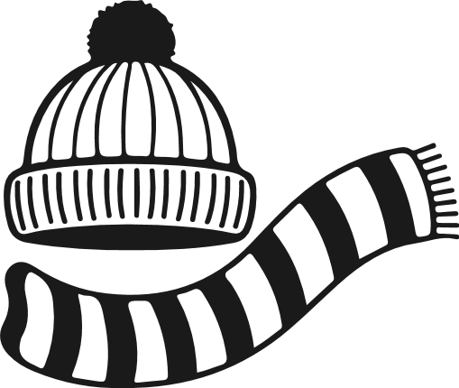 Winter Hat and Striped Scarf silhouette Free SVG File – cozy winter clothing clipart