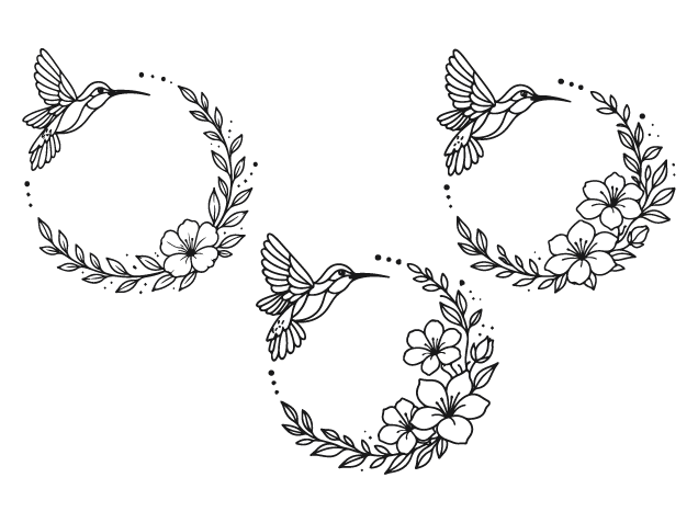 Floral Hummingbird Wreath Free SVG File bundle for Members – floral monogram frame clipart