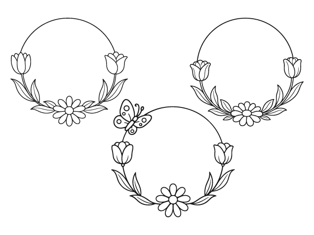 Floral Wreath with tulips and butterfly Free SVG File Bundle for Members – floral frame clipart
