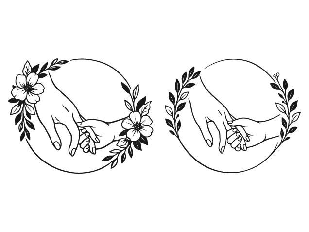 Mother and Kid Holding Hands in Floral frame Free SVG File for Members – mother's day wreath clipart