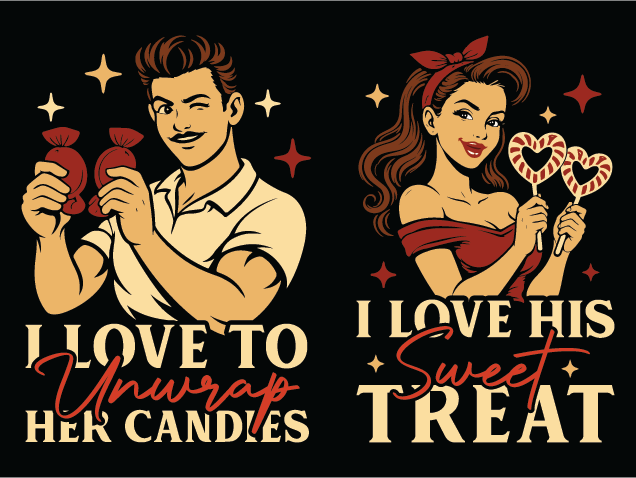 I Love To unwrap her candies, I love his sweet treat Free SVG File for Members – valentines day
