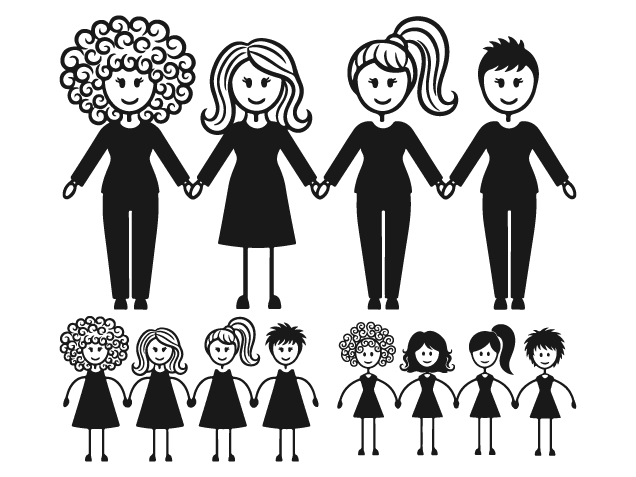 Girl stick figures holding hands Free SVG File Bundle for Members – Sister Squad clipart