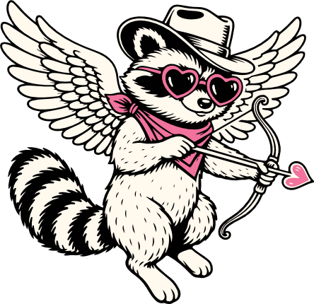 Cupid Raccoon Free SVG File for Members – Cute Valentine raccoon clipart