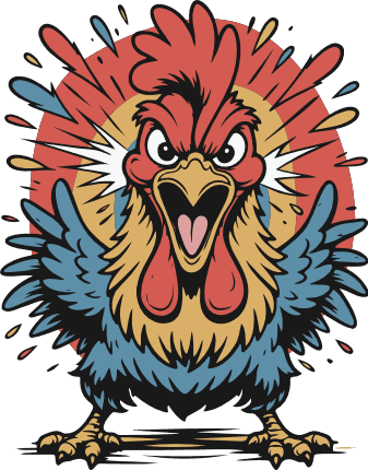 Angry Rooster Cartoon with wings spread Free SVG File for Members – rooster mascot clipart