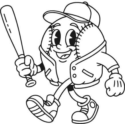 Baseball Mascot Free SVG File – Cartoon character with baseball cap and bat clipart