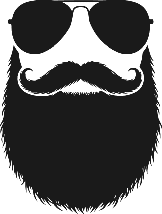 Beard with Mustache and Sunglasses silhouette Free SVG File – bearded man clipart