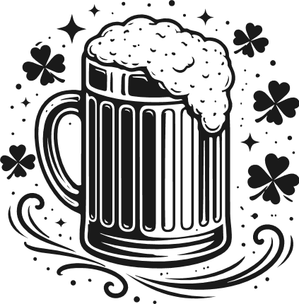 Frothy Beer Mug and clover leaf Free SVG File – St Patrick’s Day beer clipart