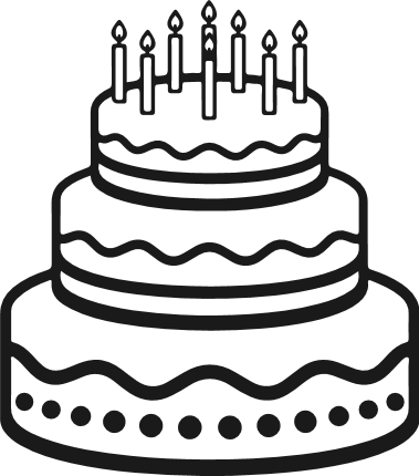 Three Tier Cake with Candles Free SVG File - Birthday cake clipart image