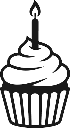 Cupcake with a single candle Free SVG File – birthday cake clipart image