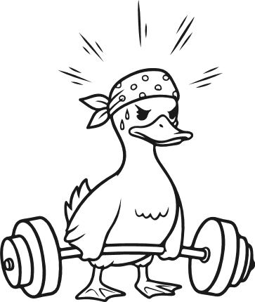 Bodybuilder Duck wearing a bandana and lifting weights Free SVG File for Members – gym duck clipart