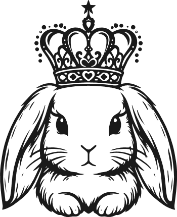 Adorable Bunny wearing crown Free SVG File for Members – Royal bunny clipart