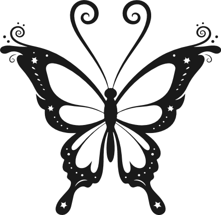 Fairy Butterfly Silhouette Free SVG File – Whimsical Star Wing Butterfly Clipart