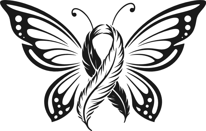 Feather Butterfly silhouette Free SVG File for Members – Awareness Ribbon butterfly clipart