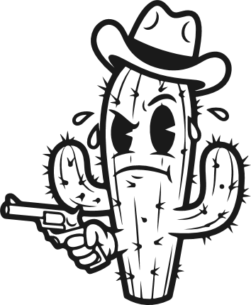 Western Cactus holding a gun Free SVG File for Members – Cowboy hat cactus clipart